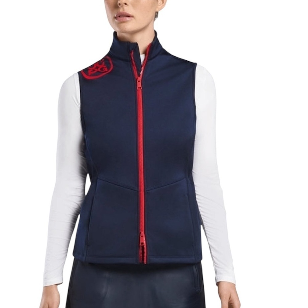 G/Fore | Women’s Navy & Red Fleece Lined Vest Size Xs Nwt